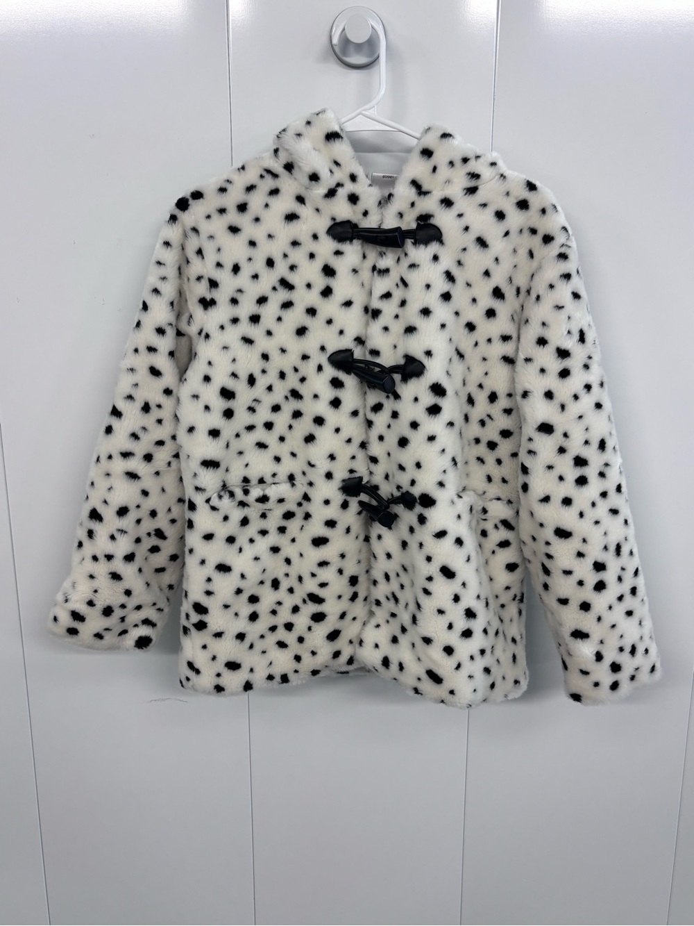 Disney Store 102 Dalmatians Faux Fur Hooded Toggle Coat Jacket Kids Size L